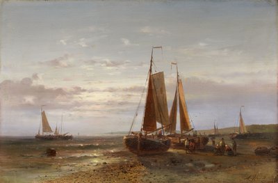 Küstenlandschaft mit Segelschiffen von Abraham Hulk